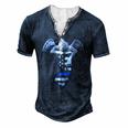 New Jersey Thin Blue Line Flag And Angel For Law Enforcement Men's Henley T-Shirt Navy Blue