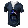 New York Girl New York Flag State Girlfriend Messy Bun Men's Henley Button-Down 3D Print T-shirt Navy Blue
