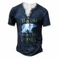 Mens Papa Bear Fathers Day This Old Bear Loves His Honey Men's Henley T-Shirt Navy Blue