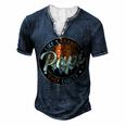 Papi Like A Grandpa Only Cooler Vintage Retro Fathers Day Men's Henley T-Shirt Navy Blue