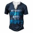 Pappy Grandpa Fishing My Favorite Fishing Buddy Calls Me Pappy Men's Henley T-Shirt Navy Blue