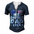 Mens Patriotic Dad Best Dad Ever 4Th Of July American Flag Men's Henley T-Shirt Navy Blue
