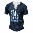 Mens Pay Drive Clap Cheer Dad Cheerleading Fathers Day Cheerleader Men's Henley T-Shirt Navy Blue