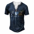Peace Love Corgi Funny Corgi Dog Lover Pumpkin Fall Season Men's Henley Button-Down 3D Print T-shirt Navy Blue