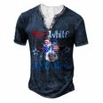 Red White And Moo Patriotic Cow Usa Flag 4Th Of July Farmer Men's Henley T-Shirt Navy Blue