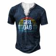Retro Girl Dad Proud Father Love Dad Of Girls Vintage Men's Henley T-Shirt Navy Blue