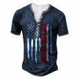 Us Flag Best Single Dad Ever 4Th Of July American Patriotic Men's Henley T-Shirt Navy Blue
