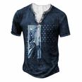 Usa Us Flag Patriotic 4Th Of July America Statue Of Liberty Men's Henley T-Shirt Navy Blue