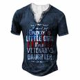 Veteran Im Veterans Daughter Not Just Daddys Little Girl Vintage American Flag Veterans Da Navy Soldier Army Military Men's Henley Button-Down 3D Print T-shirt Navy Blue