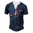 Mens Vintage Dad Fathers Day American Flag Usa Dad 4Th Of July Men's Henley T-Shirt Navy Blue