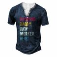 Mens Vintage Husband Daddy Iron Worker Hero Fathers Day Men's Henley T-Shirt Navy Blue