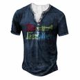 Vintage The Jazzfather Happy Fathers Day Trumpet Player Men's Henley T-Shirt Navy Blue