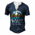 Wait I See A Rock Geologist Science Retro Geology Men's Henley T-Shirt Navy Blue