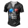 All American Boy Us Flag Sunglasses For Matching 4Th Of July Men's Henley T-Shirt Dark Grey
