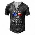 Womens All American Mom Us Flag Sunglasses 4Th Of July Men's Henley T-Shirt Dark Grey