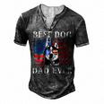 Mens Best Dog Dad Ever Husky American Flag 4Th Of July Men's Henley T-Shirt Dark Grey