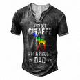 Mens You Bet Giraffe Im A Proud Dad Lgbt Rainbow Men's Henley T-Shirt Dark Grey