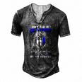 Distressed My Grandpa Is A Police Officer Tee Men's Henley T-Shirt Dark Grey