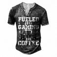 Fueled By Gaming And Coffee Video Gamer Gaming Men's Henley T-Shirt Dark Grey
