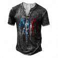 Hunting America Heart Flag Men's Henley Button-Down 3D Print T-shirt Dark Grey