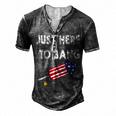 Just Here To Bang 4Th July American Flag Independence Day Men's Henley T-Shirt Dark Grey
