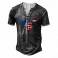 Liberty Freedom 4Th Of July Patriotic Us Flag Bald Eagle Men's Henley T-Shirt Dark Grey