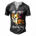 My Spirit Animal Corgi Dog Love-R Dad Mom Boy Girl Funny Men's Henley Button-Down 3D Print T-shirt Dark Grey