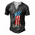 Number One Dad American Flag 4Th Of July Fathers Day Men's Henley T-Shirt Dark Grey