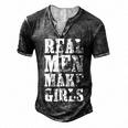 Real Men Daughter Fathers Day Dad Men's Henley T-Shirt Dark Grey
