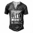 Mens Straight Outta Money Volleyball Dad Men's Henley T-Shirt Dark Grey