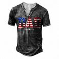 Mens Vintage Dad Fathers Day American Flag Usa Dad 4Th Of July Men's Henley T-Shirt Dark Grey