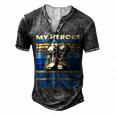Vintage Veteran Mom My Heroes Dont Wear Capes Army Boots T-Shirt Men's Henley Button-Down 3D Print T-shirt Dark Grey