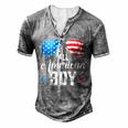 All American Boy Us Flag Sunglasses For Matching 4Th Of July Men's Henley T-Shirt Grey