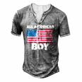 All American Boy Usa Flag Distressed 4Th Of July Men's Henley T-Shirt Grey