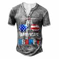 All American Flag Grampy July 4Th Sunglasses Usa Patriotic Men's Henley T-Shirt Grey