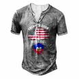 American Grown With Haitian Roots Usa Haiti Flag Men's Henley T-Shirt Grey