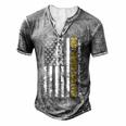 Best Bonus Dad Ever With Us American Flag Men's Henley Button-Down 3D Print T-shirt Grey