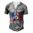 Mens Best Dog Dad Ever Husky American Flag 4Th Of July Men's Henley T-Shirt Grey