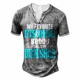Dedushka Grandpa Fishing My Favorite Fishing Buddy Calls Me Dedushka Men's Henley T-Shirt Grey