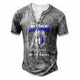 Distressed My Grandpa Is A Police Officer Tee Men's Henley T-Shirt Grey