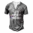 Lets Drink To Freedom Firework Patriotic 4Th Of July Men's Henley T-Shirt Grey