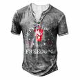 Lets Drink To Freedom Firework Patriotic 4Th Of July Men's Henley T-Shirt Grey