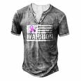 Epilepsy Warrior Purple American Flag Awareness Ribbon Men's Henley T-Shirt Grey