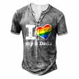 Gay Dads I Love My 2 Dads With Rainbow Heart Men's Henley T-Shirt Grey