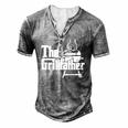 The Grillfather Pitmaster Bbq Lover Smoker Grilling Dad Men's Henley T-Shirt Grey
