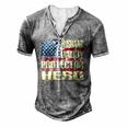 Mens Husband Daddy Protector Hero Fathers Day Men's Henley T-Shirt Grey