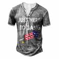Just Here To Bang 4Th July American Flag Independence Day Men's Henley T-Shirt Grey