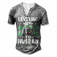 Leveling Up To Husban Husband Video Gamer Gaming Men's Henley T-Shirt Grey
