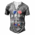 Mens The Man Behind The Firecraker 4Th Of July Pregnancy Dad Men's Henley T-Shirt Grey