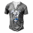 New Jersey Thin Blue Line Flag And Angel For Law Enforcement Men's Henley T-Shirt Grey